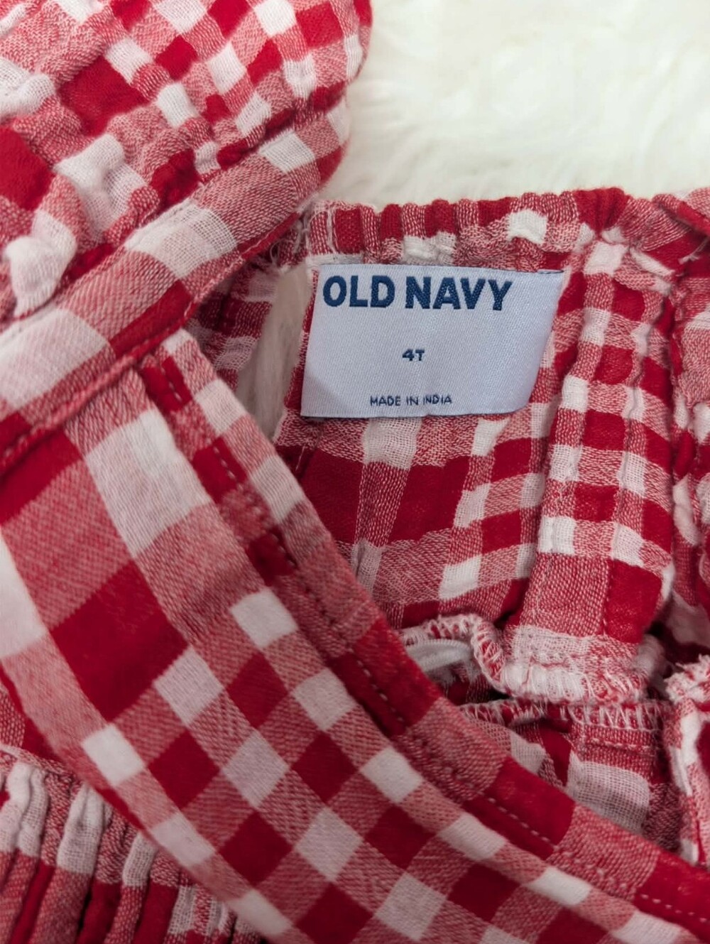 Old Navy Red and White Gingham Ruffle Strap Dress - Picture 3 of 3
